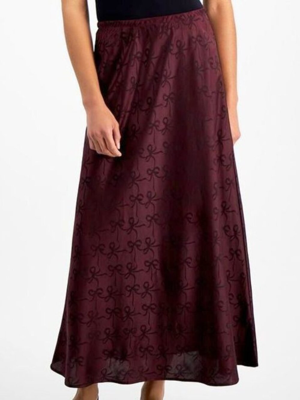 And Now This Satin Bow Print Maxi Skirt